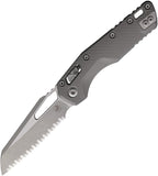 Microtech Standard Issue MSI Ram-Lok Natural Clear Gray Fluted Aluminum Folding Apocalyptic Serrated Knife 21012APFLNC