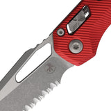 Microtech Standard Issue MSI Ram-Lok Red Fluted Aluminum Folding Apocalyptic M390MK Serrated Knife 21012APFLRD