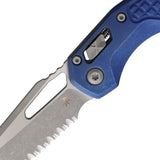 Microtech Standard Issue MSI Marfione Ram-Lok Antique Blue Frag Titanium Folding M390MK Serrated Knife 21012APFRMS