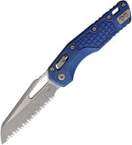 Microtech Standard Issue MSI Marfione Ram-Lok Antique Blue Frag Titanium Folding M390MK Serrated Knife 21012APFRMS