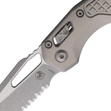 Microtech Standard Issue MSI Ram-Lok Natural Clear Gray Frag Aluminum Folding Apocalyptic Serrated Knife 21012APFRNC