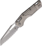 Microtech Standard Issue MSI Ram-Lok Natural Clear Gray Frag Aluminum Folding Apocalyptic Serrated Knife 21012APFRNC