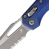 Microtech Standard Issue MSI Marfione Ram-Lok Antique Blue Titanium Folding M390MK Serrated Knife 21012APMS2