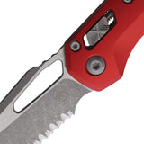 Microtech Standard Issue MSI Ram-Lok Red Smooth Aluminum Folding Apocalyptic M390MK Serrated Knife 21012APRD