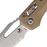 Microtech Standard Issue MSI Ram-Lok Tan Fluted G10 Folding Serrated M390MK Knife 21012FLGTTA