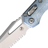 Microtech Standard Issue MSI Marfione Ram-Lok Ice Blue Titanium Folding M390MK Serrated Knife 21012MS6