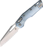 Microtech Standard Issue MSI Marfione Ram-Lok Ice Blue Titanium Folding M390MK Serrated Knife 21012MS6