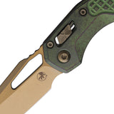 Microtech Standard Issue MSI Marfione Ram-Lok Antique Green Frag Titanium Folding Bronze M390MK Knife 21013FRMS1