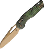 Microtech Standard Issue MSI Marfione Ram-Lok Antique Green Frag Titanium Folding Bronze M390MK Knife 21013FRMS1