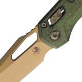 Microtech Standard Issue MSI Marfione Ram-Lok Antique Green Titanium Folding Bronze M390MK Knife 21013MS1