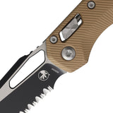 Microtech Standard Issue MSI Ram-Lok Brown Fluted Aluminum Folding M390MK Serrated Knife 2102FLBN