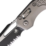 Microtech Standard Issue MSI Ram-Lok Natural Clear Gray Frag Aluminum Folding M390MK Serrated Knife 2102FRNC