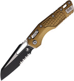Microtech Standard Issue MSI Ram-Lok Tan Frag Aluminum Folding M390MK Serrated Knife 2102FRTA