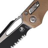 Microtech Standard Issue MSI Ram-Lok Brown Fluted Aluminum Folding M390MK Serrated Knife 2103FLBN