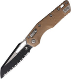 Microtech Standard Issue MSI Ram-Lok Brown Fluted Aluminum Folding M390MK Serrated Knife 2103FLBN