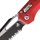 Microtech Standard Issue MSI Ram-Lok Red Fluted Aluminum Folding M390MK Serrated Knife 2103FLRD