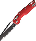 Microtech Standard Issue MSI Ram-Lok Red Fluted Aluminum Folding M390MK Serrated Knife 2103FLRD