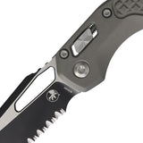 Microtech Standard Issue MSI Ram-Lok Natural Clear Gray Frag Aluminum Folding M390MK Serrated Knife 2103FRNC