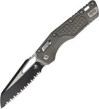 Microtech Standard Issue MSI Ram-Lok Natural Clear Gray Frag Aluminum Folding M390MK Serrated Knife 2103FRNC