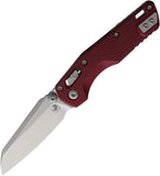 Microtech Standard Issue MSI Mini Ram-Lok Merlot Red Fluted Aluminum Folding M390MK Knife 210M10FLMR