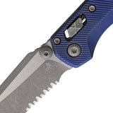 Microtech Standard Issue MSI Mini Marfione Ram-Lok Antique Blue Fluted Titanium Folding M390MK Serrated Knife 210M11APFLMS