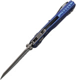 Microtech Standard Issue MSI Mini Marfione Ram-Lok Antique Blue Fluted Titanium Folding M390MK Serrated Knife 210M11APFLMS