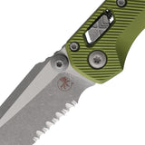 Microtech Standard Issue MSI Mini Ram-Lok OD Green Fluted Aluminum Folding Apocalyptic M390MK Serrated Knife 210M11APFLOD