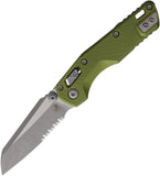 Microtech Standard Issue MSI Mini Ram-Lok OD Green Fluted Aluminum Folding Apocalyptic M390MK Serrated Knife 210M11APFLOD