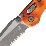 Microtech Standard Issue MSI Mini Ram-Lok Orange Fluted Aluminum Folding Apocalyptic M390MK Serrated Knife 210M11APFLOR