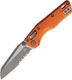 Microtech Standard Issue MSI Mini Ram-Lok Orange Fluted Aluminum Folding Apocalyptic M390MK Serrated Knife 210M11APFLOR