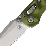 Microtech Standard Issue MSI Mini Ram-Lok OD Green Fluted Aluminum Folding M390MK Serrated Knife 210M11FLOD