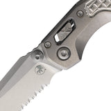 Microtech Standard Issue MSI Mini Marfione Ram-Lok Stonewash Frag Titanium Folding M390MK Serrated Knife 210M11FRMS4
