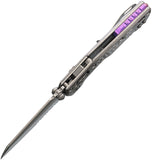 Microtech Standard Issue MSI Mini Marfione Ram-Lok Stonewash Frag Titanium Folding M390MK Serrated Knife 210M11FRMS4