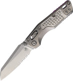Microtech Standard Issue MSI Mini Marfione Ram-Lok Stonewash Frag Titanium Folding M390MK Serrated Knife 210M11FRMS4
