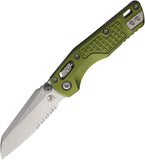 Microtech Standard Issue MSI Mini Ram-Lok OD Green Frag Aluminum Folding M390MK Serrated Knife 210M11FROD