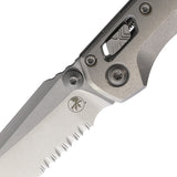 Microtech Standard Issue MSI Mini Marfione Ram-Lok Stonewash Titanium Folding M390MK Serrated Knife 210M11MS3