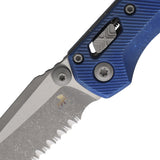 Microtech Standard Issue MSI Mini Marfione Ram-Lok Antique Blue Fluted Titanium Folding Apocalyptic M390MK Serrated Knife 210M12APFLMS