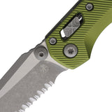 Microtech Standard Issue MSI Mini Ram-Lok OD Green Fluted Aluminum Folding Apocalyptic M390MK Serrated Knife 210M12APFLOD
