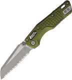 Microtech Standard Issue MSI Mini Ram-Lok OD Green Frag Aluminum Folding Apocalyptic M390MK Serrated Knife 210M12APFROD
