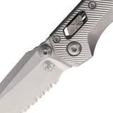Microtech Standard Issue MSI Mini Marfione Ram-Lok Stonewash Fluted Titanium Folding M390MK Serrated Knife 210M12FLMS4