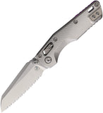 Microtech Standard Issue MSI Mini Marfione Ram-Lok Stonewash Fluted Titanium Folding M390MK Serrated Knife 210M12FLMS4