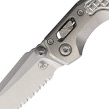 Microtech Standard Issue MSI Mini Marfione Ram-Lok Stonewash Frag Titanium Folding M390MK Serrated Knife 210M12FRMS2