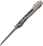 Microtech Standard Issue MSI Mini Marfione Ram-Lok Stonewash Frag Titanium Folding M390MK Serrated Knife 210M12FRMS2