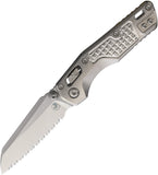 Microtech Standard Issue MSI Mini Marfione Ram-Lok Stonewash Frag Titanium Folding M390MK Serrated Knife 210M12FRMS2