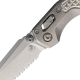 Microtech Standard Issue MSI Mini Marfione Ram-Lok Stonewash Frag Titanium Folding M390MK Serrated Knife 210M12FRMS3