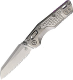 Microtech Standard Issue MSI Mini Marfione Ram-Lok Stonewash Frag Titanium Folding M390MK Serrated Knife 210M12FRMS4