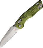 Microtech Standard Issue MSI Mini Ram-Lok OD Green Frag Aluminum Folding M390MK Serrated Knife 210M12FROD