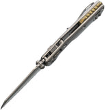 Microtech Standard Issue MSI Mini Marfione Ram-Lok Stonewash Titanium Folding M390MK Serrated Knife 210M12MS2