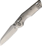 Microtech Standard Issue MSI Mini Marfione Ram-Lok Stonewash Titanium Folding M390MK Serrated Knife 210M12MS2