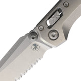 Microtech Standard Issue MSI Mini Marfione Ram-Lok Stonewash Titanium Folding M390MK Serrated Knife 210M12MS3